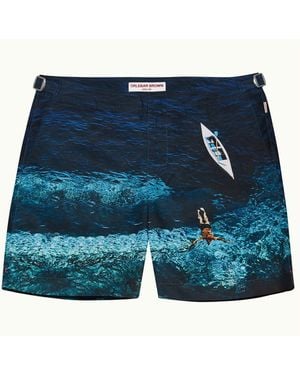 Orlebar Brown Bulldog Deep Sea Photographic Mid-length Swim Shorts - Blue