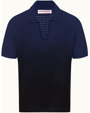 Orlebar Brown Classic Fit Crochet Effect Organic Cotton Polo Shirt - Blue