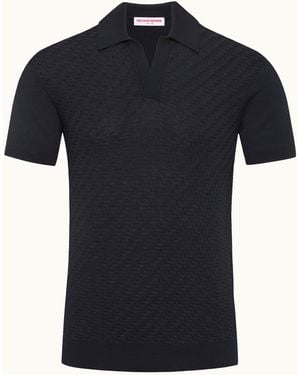 Orlebar Brown Tailored Fit Silk And Cotton Blend Jacquard Polo Shirt - Black