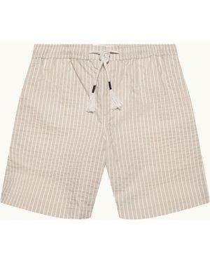 Orlebar Brown Seersucker Stripe Designer Shorts - Natural