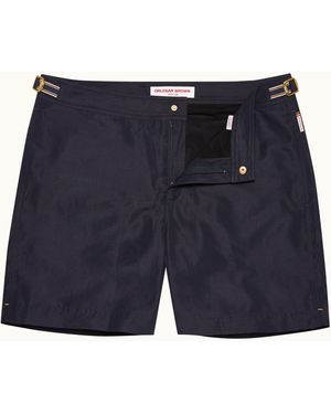 Orlebar Brown Mid-Length Tape Stripe Linen Blend Swim Shorts - Blue