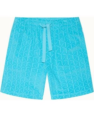 Orlebar Brown And Automobili Lamborghini Geometric Jacquared Towelling Sweat Shorts - Blue