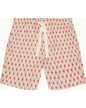 Orlebar Brown Relaxed Fit Lattice Embroidery Jacquard Shorts - Red