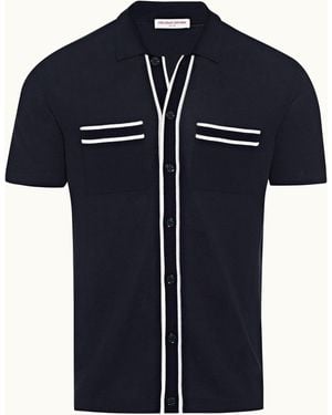 Orlebar Brown Night Iris Capri Collar Tipping Detail Knit Shirt - Blue
