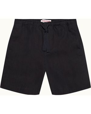 Orlebar Brown Relaxed Fit Italian Linen Drawcord Shorts - Black