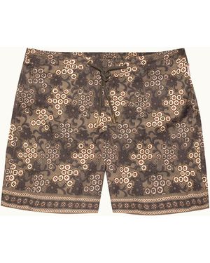 Orlebar Brown Paisley Swim Shorts Elegant Drawcord Fit - Brown