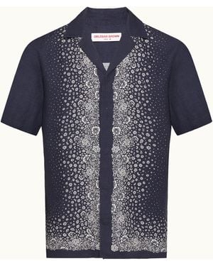 Orlebar Brown Plant Print Shirt Botanical-Inspired Style - Blue