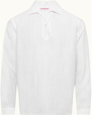 Orlebar Brown Luxury Linen Long Sleeve Shirt - White