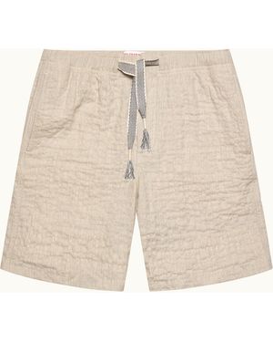 Orlebar Brown Luxury Seersucker Cotton Shorts - Natural