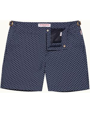 Orlebar Brown Mid-Length Origami Jacquard Swim Shorts - Blue
