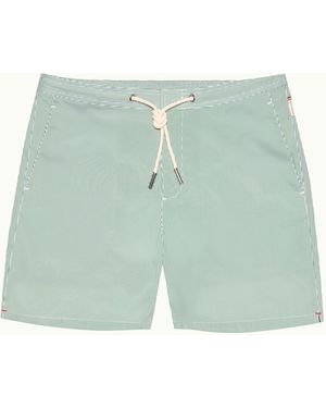 Orlebar Brown Mid-Length Seersucker Stripe Drawcord Swim Shorts - Blue