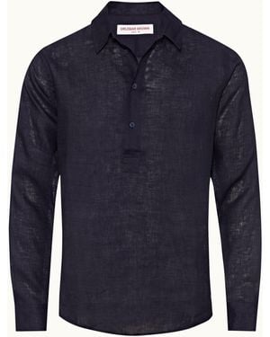 Orlebar Brown Classic Collar Overhead Linen Shirt - Blue