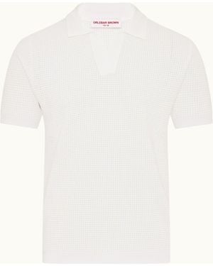 Orlebar Brown Classic Luxe Mesh Stitch Polo Shirt - White