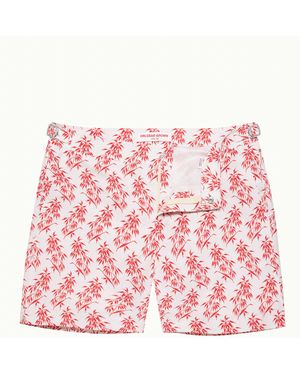 Orlebar Brown Mid-Length Bamboo Print Swim Shorts - Red