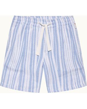 Orlebar Brown Crossover Stripe Towelling Shorts - Blue