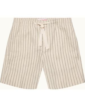 Orlebar Brown Latte Stripe Linen Shorts - Natural