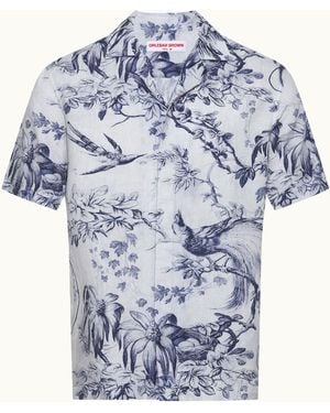 Orlebar Brown Printed Linen Short Sleeve Shirt - Blue
