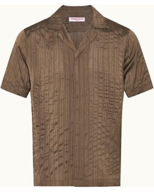 Orlebar Brown Stripe Silk Blend Shirt - Brown