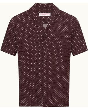 Orlebar Brown Relaxed Fit Capri Collar Polka Dot Print Shirt - Purple