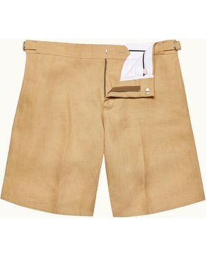 Orlebar Brown Neutral Tailored Fit Linen Shorts - Natural