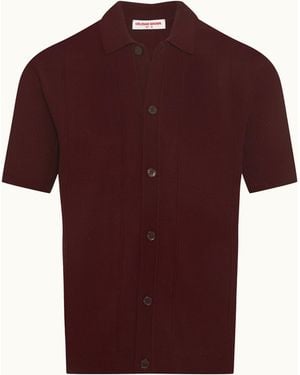 Orlebar Brown Classic Fit Capri Collar Pique Knit Shirt - Red