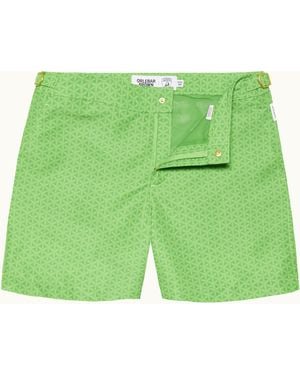 Orlebar Brown And Automobili Lamborghini Geometric Print Mid-Length Swim Shorts - Green