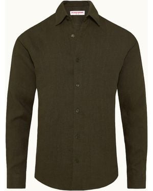 Orlebar Brown Tailored Fit Long Sleeve Button Shirt - Green