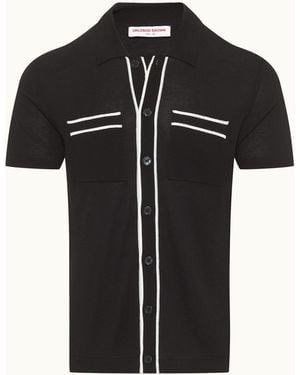 Orlebar Brown Classic Fit Crepe Texture Cotton & Silk Shirt - Black