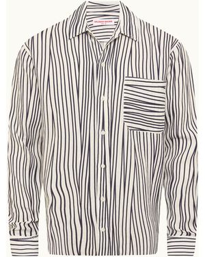 Orlebar Brown Crossover Stripe Linen Shirt - White