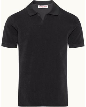 Orlebar Brown Classic Fit Short Sleeve Mid Weight Towelling Polo Shirt - Black