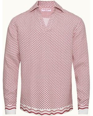 Orlebar Brown Luxury Printed Linen Shirt - Pink