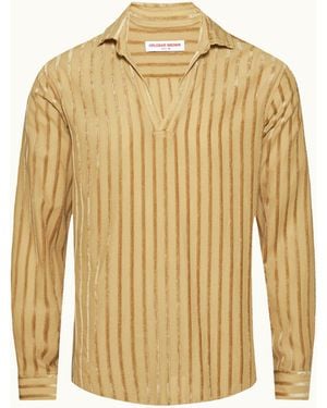 Orlebar Brown Stripe Shirt Refined Casual Statement - Metallic