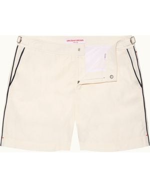 Orlebar Brown Mid-Length Swim Shorts With Contrast Seam Piping - Natural