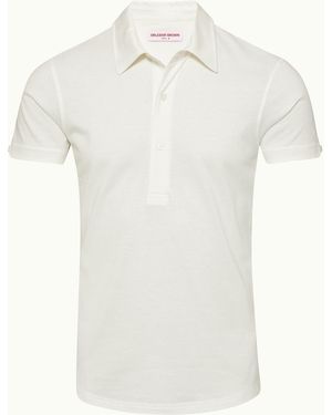 Orlebar Brown Sand Tailored Fit Cotton-Silk Polo Shirt - White