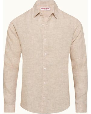 Orlebar Brown Tailored Long Sleeve Linen Shirt - White