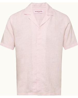 Orlebar Brown Luxury Relaxed Fit Short Sleeve Shirtpink Shirt