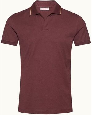 Orlebar Brown Stripe Polo Shirt Vibrant Smart Casual - Red