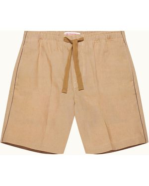 Orlebar Brown Relaxed Fit Piping Seam Linen Drawcord Shorts - Natural