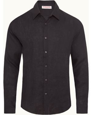 Orlebar Brown Classic Collar Tailored Fit Linen Shirt - Blue