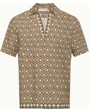 Orlebar Brown Printed Lyocell Short Sleeve Shirt - Natural