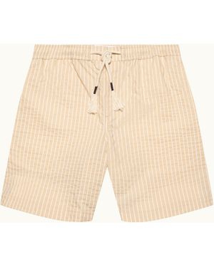 Orlebar Brown Seersucker Stripe Designer Shorts - Natural