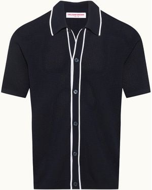 Orlebar Brown Relaxed Fit Short-Sleeve Button-Through Knitted Shirt - Blue