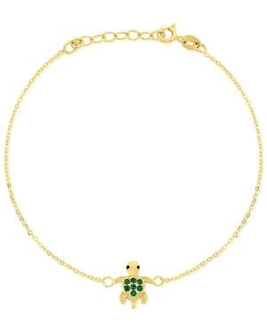 OROVIVO Tartara Damen Armband Silber Vergoldet 925 Zirkonia Grün 0,1 Ct Schildkröte B 1,2 Mm, Armband Mit Stein - Mettallic