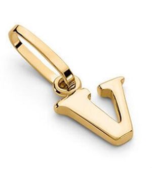 OROVIVO Alphabet Anhänger 375 (9 Karat) Buchstabe V, Anhänger Ohne Stein - Mettallic
