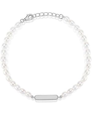 OROVIVO Joy Armband Silber 925 Zuchtperle 21 Ct Oval, Armband Mit Stein - Weiß