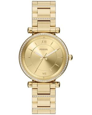 Fossil Damen Quarzuhr Carlie Es5465, Uhr Mit Stein - Mettallic