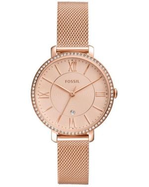 Fossil Damenuhr Jacqueline Es4628 Quarz, Uhr Mit Stein - Pink