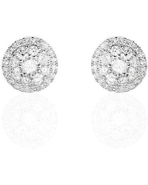 OROVIVO Halb Damen Ohrstecker Weißgold 585 (14 Karat) Diamant 0,12 Ct Kreis, Ohrstecker Mit Stein
