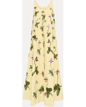 Oscar de la Renta Orchid Threadwork Gown - Metallic