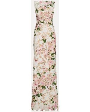 Oscar de la Renta Cherry Blossom Guipure Gown - White